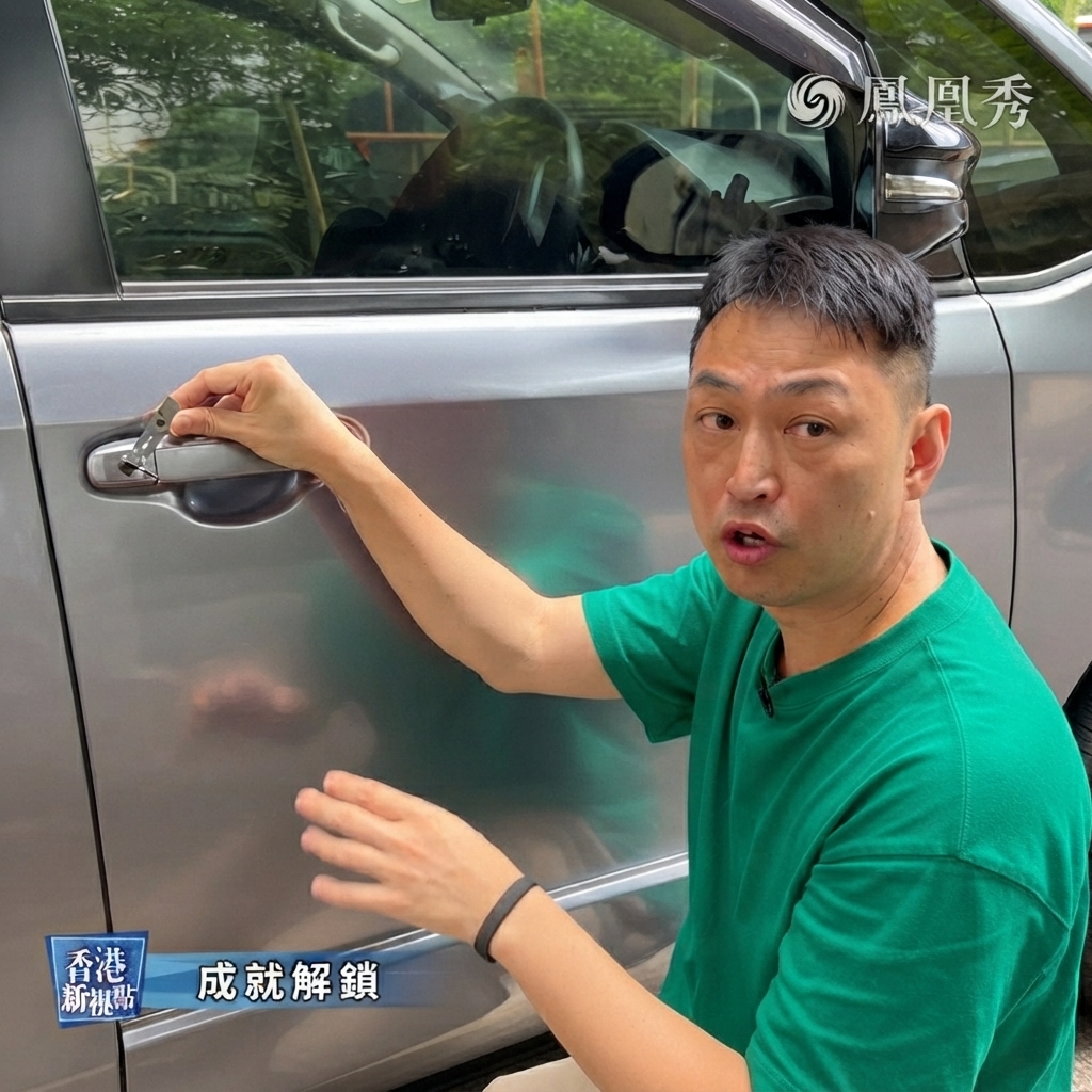 安心開鎖師傅接受鳳凰衛視香港台《香港新視點》2026年電視專訪,現場示範汽車開鎖